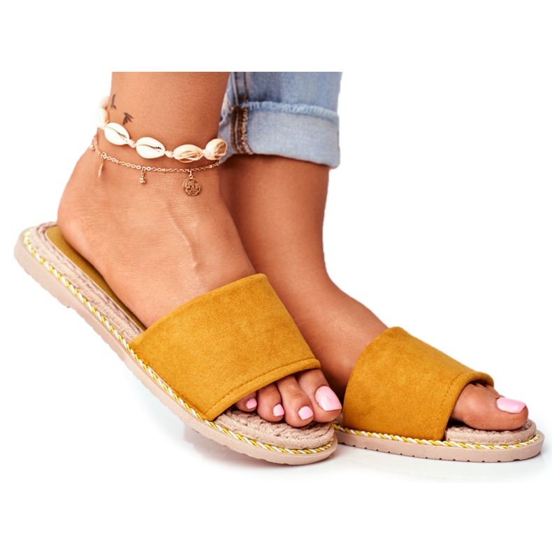 FRJ Ženske klasične papuče od antilopa žute Look Me Me žuta boja