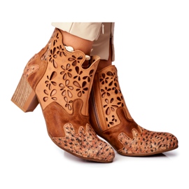 Ženske čizme na štiklu Maciejka proljetno crvena 04369-29 smeđa