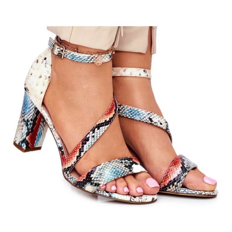 Ženske sandale na visoku petu Sergio Leone Red Snake SK870 crvena raznobojna