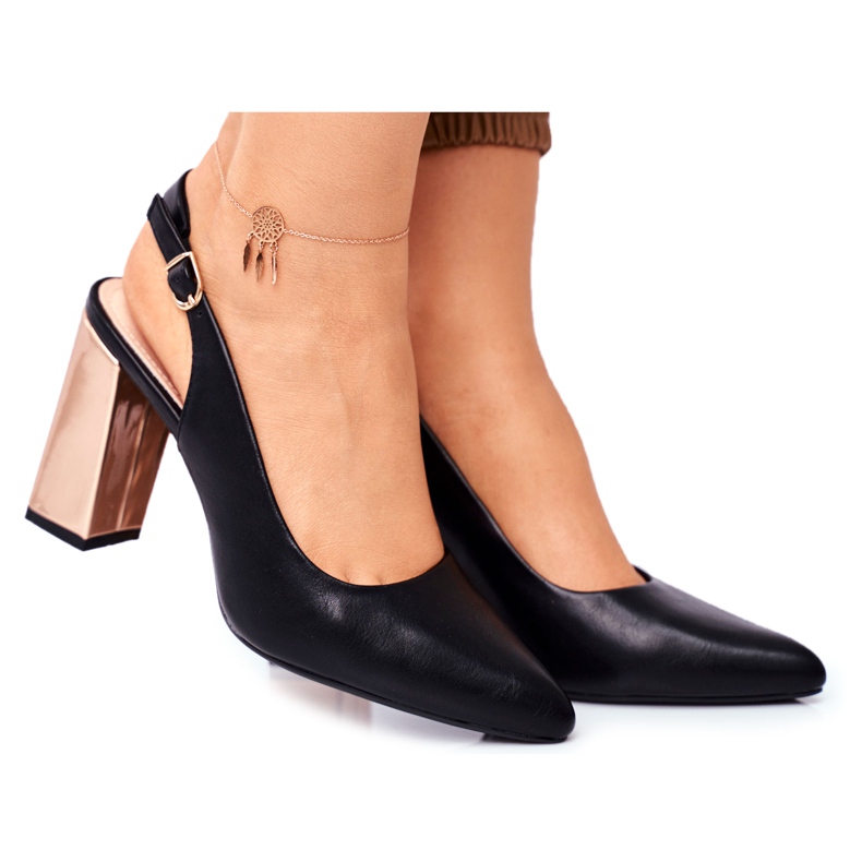 Ženske pumpe s otvorenom petom Sergio Leone Crna PB218 crno žuta boja