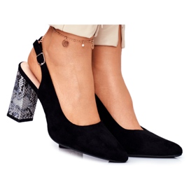 Ženske pumpe s otvorenom petom Sergio Leone Crna zmija PB218