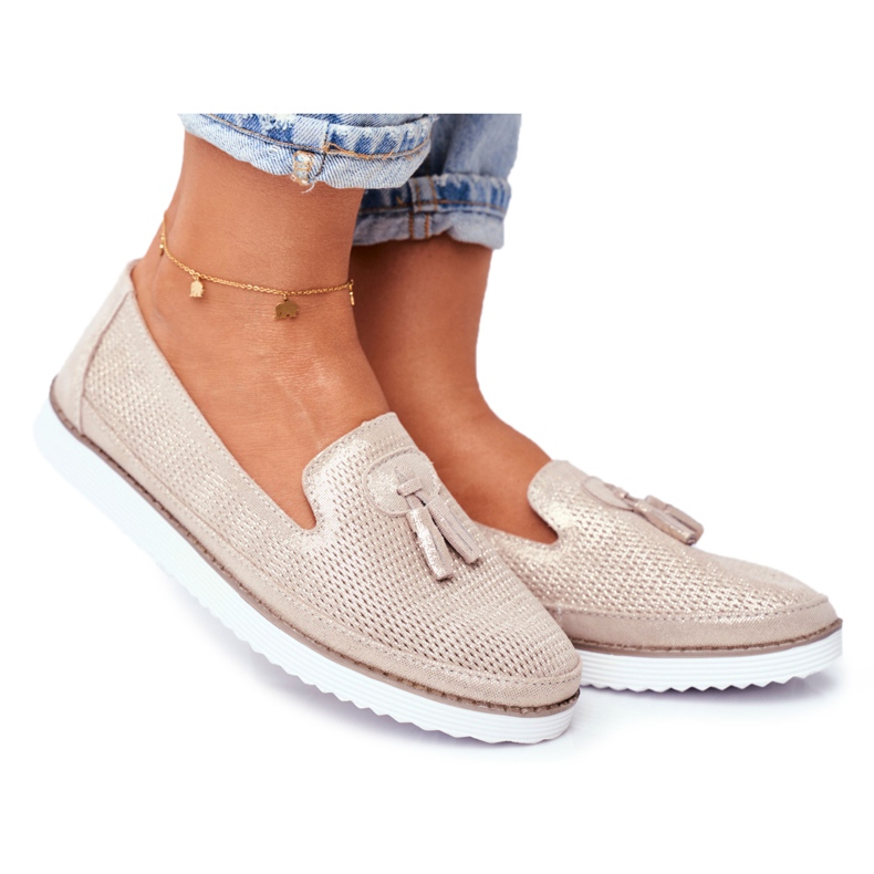 EVE Ženske natikače kožne zlatne Amore Mio zlatna