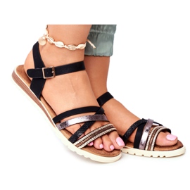 EVE Ženske sandale ravno crna Replay