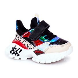 FRROCK Sportske dječje cipele s čičak crnom Be Happy crna višebojan