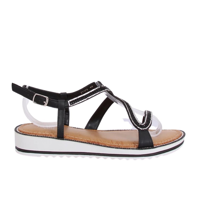 Crne ZY178 Crne asimetrične sandale crno