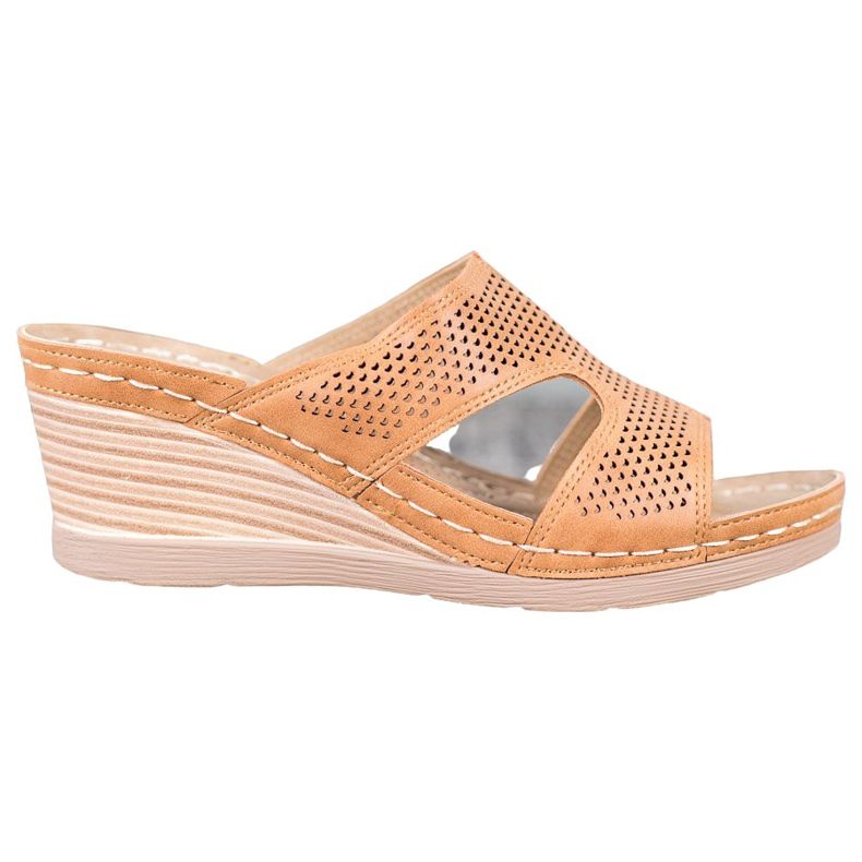 GOLL Lagane papuče na klin smeđa