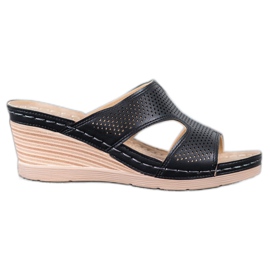 GOLL Lagane papuče na klin crna