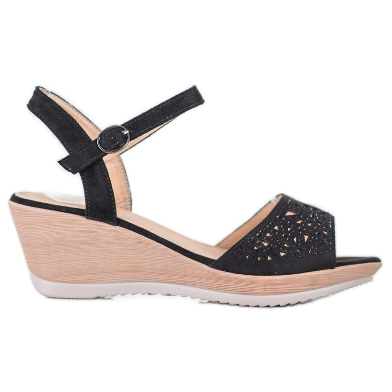 SHELOVET Lagane otvorene sandale crno