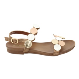 M.Daszyński Sandale zlatni kotači Daszyński MR1958-1 smeđa srebro zlatna