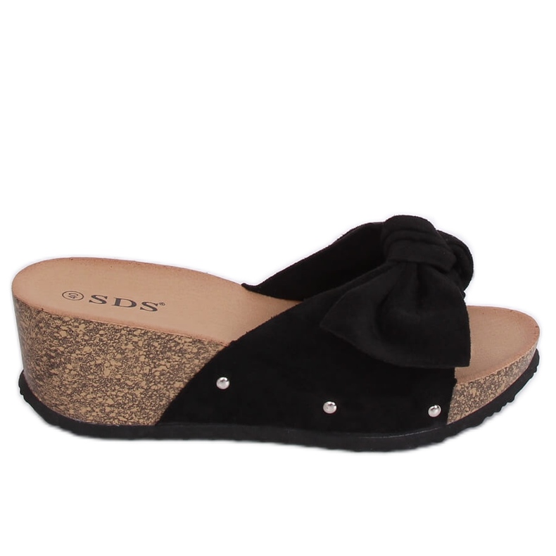 Crne papuče na klin 7862-KL Crne crno