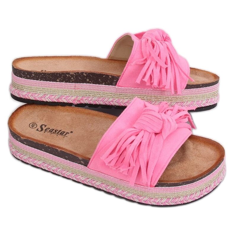 Ženske boho ružičaste papuče CK138P Fluoresceml Fushie ružičasta