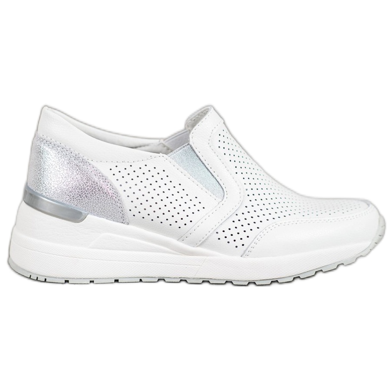 Filippo Ažurni kožni sliponi bijela siva