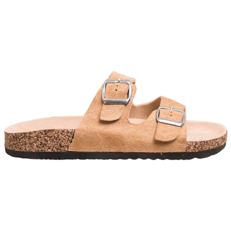 VINCEZA papuče s kopčom smeđa