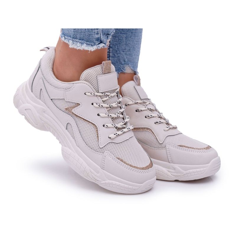 BUGO Ženske sportske cipele bež sa sjajem Winchester