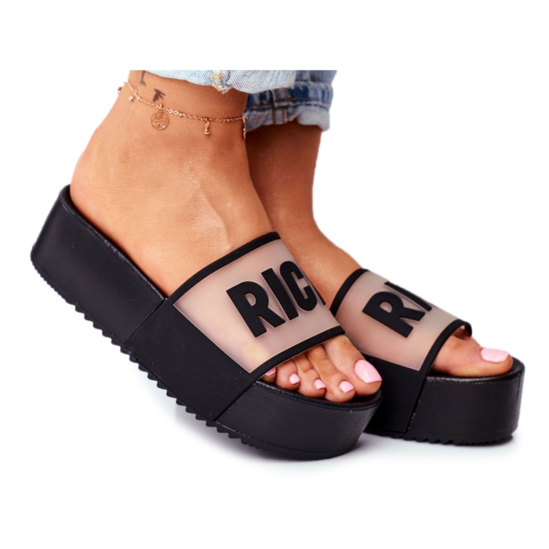 SEA Ženske crne bogate papuče na platformi crno