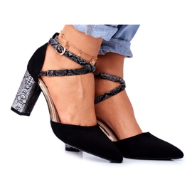 S.Barski Ženske pumpe na peti Snake Black zajedno crna višebojan
