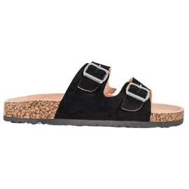 VINCEZA papuče s kopčom crna