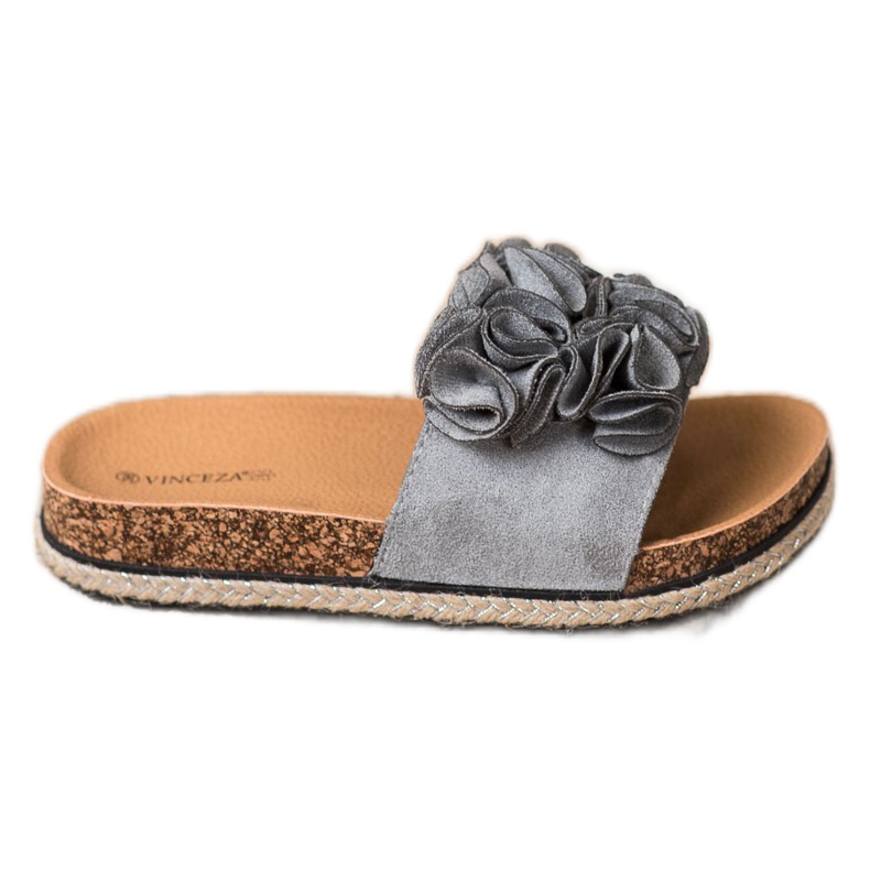 Udobne papuče s cvijećem VINCEZA siva