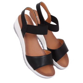 Crne sandale na klinastu petu NS101P Crna