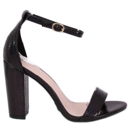 Holografske sandale na visoku petu TU135P Crna