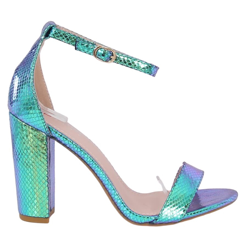 Holografske sandale s visokom potpeticom TU135P Green plava zelena