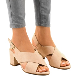 Bež sandale na visoku petu A305 antilop