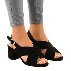 Crne sandale na visoku potpeticu A305 antilop crna