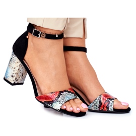 Ženske sandale na visoku petu Sergio Leone crna SK873 višebojan