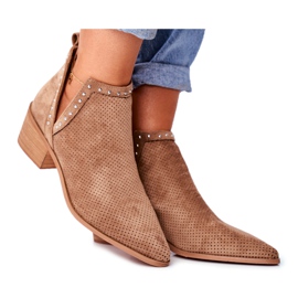 Bellucci Ženske čizme na petu, antilop, ažur, bež Margate