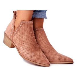 Bellucci Ženske čizme na petu Suede Openwork Pink Margate ružičasta