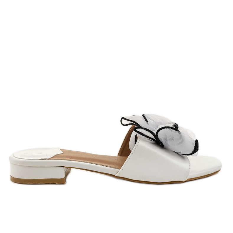 Bijele papuče s mašnom na peti XH1021 bijela