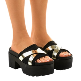 Crne papuče s visokim potpeticama CL-3A309-42 crna žuta boja