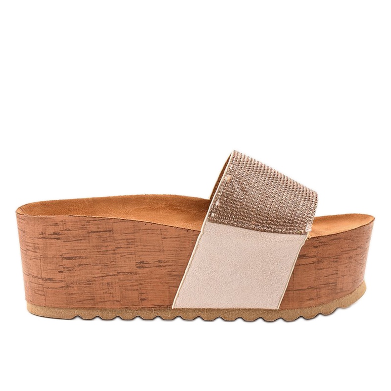 Bež papuče na platformi 77-99