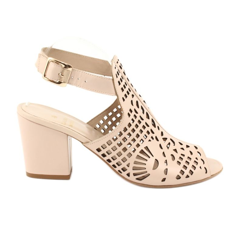 Sandale na šanku Laura Messi 1924 Koža Bež Montoro ružičasta