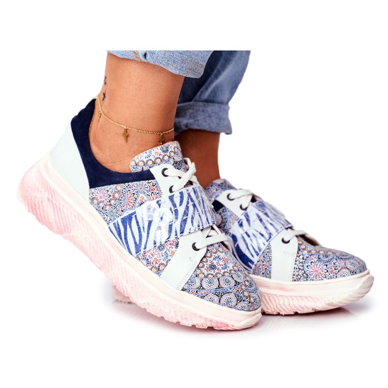 Sportska obuća Ženske kožne tenisice Maciejka 04448-27 smeđa mornarsko plava