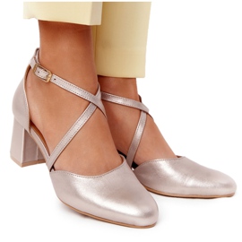 Ženske pumpe Maciejka Kožna Zlatna 04070-25 zlatni