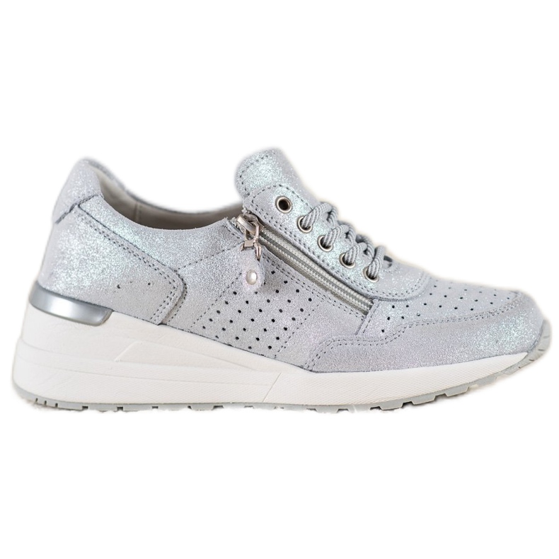 Kožne tenisice s VINCEZA patentnim zatvaračem siva