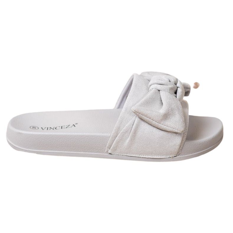 VINCEZA Papuče s mašnom siva