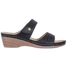 SHELOVET Lagane papuče na čičak crno