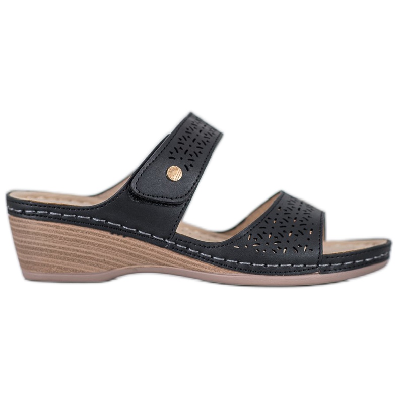 SHELOVET Lagane papuče na čičak crno