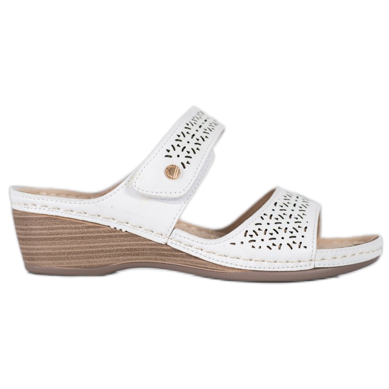 SHELOVET Lagane papuče na čičak bijela