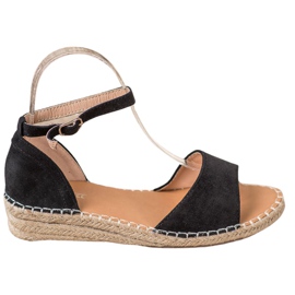 SHELOVET Espadrille antilop sandale crna