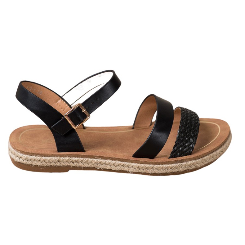 SHELOVET Pletene eko kožne sandale crno