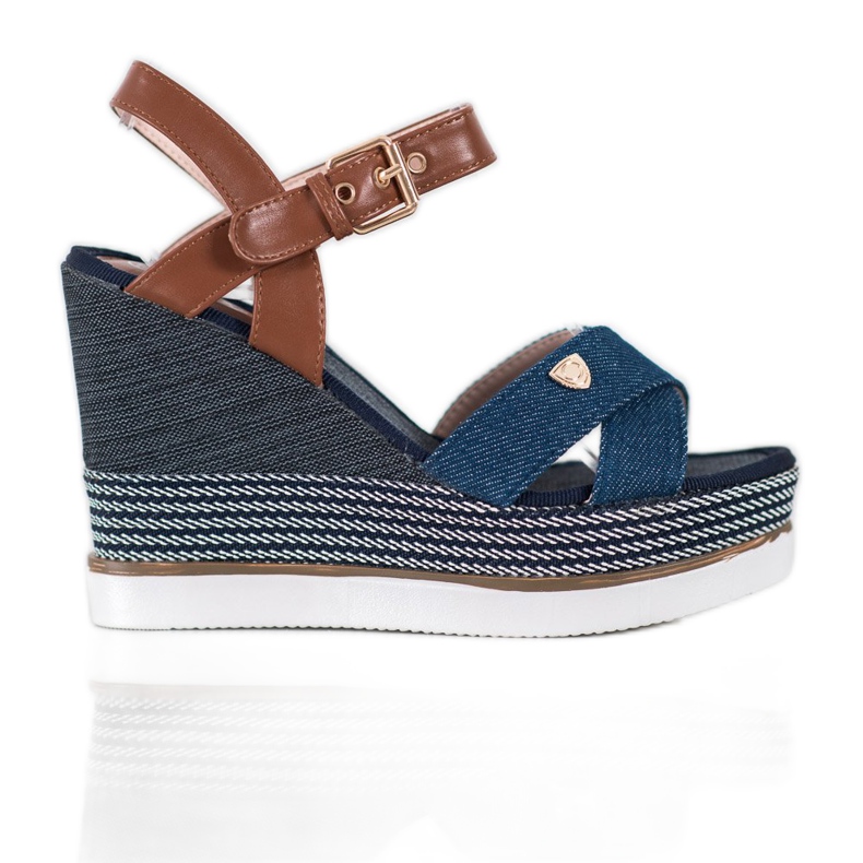 SHELOVET Sandale na klin plava