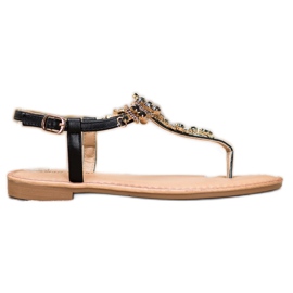 Small Swan Elegantne sandale s kubnim cirkonijem crna