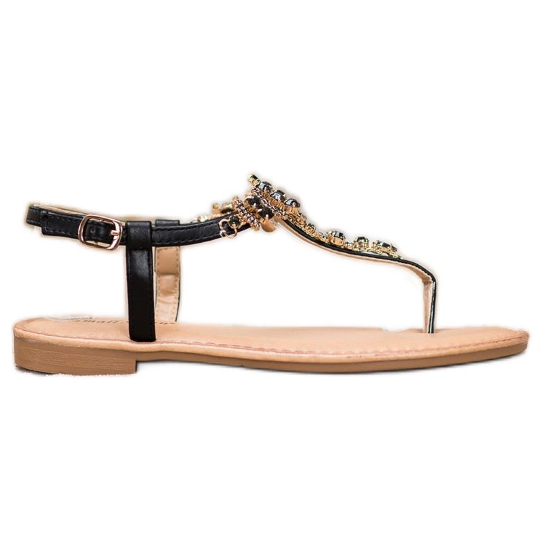 Small Swan Elegantne sandale s kubnim cirkonijem crno