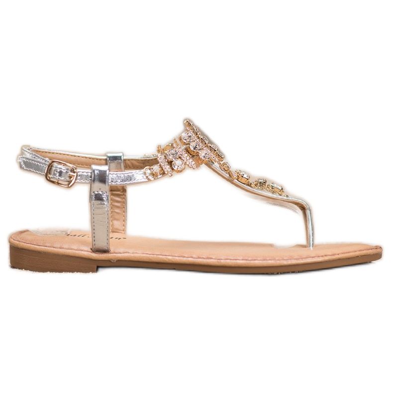 Small Swan Elegantne sandale s kubnim cirkonijem siva