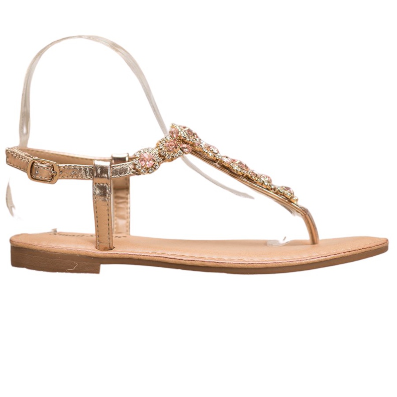 Small Swan Sandale s japankama s kubnim cirkonijem žuta boja