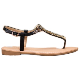 Small Swan Elegantne sandale s kubnim cirkonijem crna