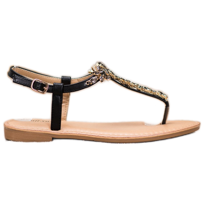 Small Swan Elegantne sandale s kubnim cirkonijem crno